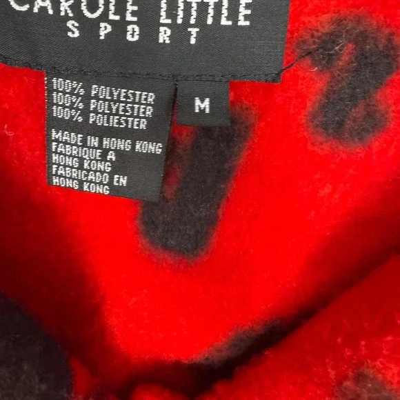 Women's Vintage 90s‎  Carole Little Red and Black Ski Print Fleece Jacket - Picture 6 of 7